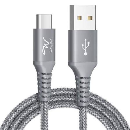 Wayona USB Type C Short 65W/3A Fast Charging Data Cable for Powerbank, Android Auto, Apple CarPlay, Samsung Galaxy S24, S23, S22, S21, S20, iPhone 15, 15 Pro, 15 Pro Max, 15 Plus (0.25M, Grey)