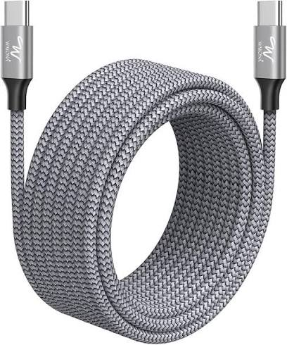 Wayona USB Type C Short 65W/3A Fast Charging Data Cable for Powerbank, Android Auto, Apple CarPlay, Samsung Galaxy S24, S23, S22, S21, S20, iPhone 15, 15 Pro, 15 Pro Max, 15 Plus (0.25M, Grey)