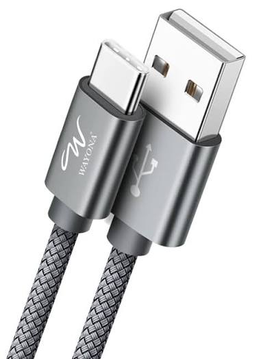 Wayona USB Type C Short 65W/3A Fast Charging Data Cable for Powerbank, Android Auto, Apple CarPlay, Samsung Galaxy S24, S23, S22, S21, S20, iPhone 15, 15 Pro, 15 Pro Max, 15 Plus (0.25M, Grey)
