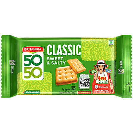 Britannia 50 - 50 Salted Biscuits 24.8g (Pack 1, 12 numbers)