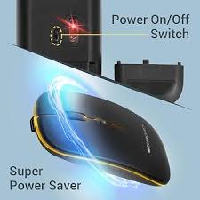 ZEBRONICS Blanc Slim Wireless Mouse with Rechargeable Battery, BT + 2.4GHz, 4 Buttons, 800/1200/1600 DPI, Silent Operation, Multicolor LED Lights