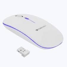 ZEBRONICS Blanc Slim Wireless Mouse with Rechargeable Battery, BT + 2.4GHz, 4 Buttons, 800/1200/1600 DPI, Silent Operation, Multicolor LED Lights