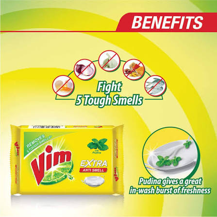Vim Extra Anti Smell pudina Dishwash Bar 115g